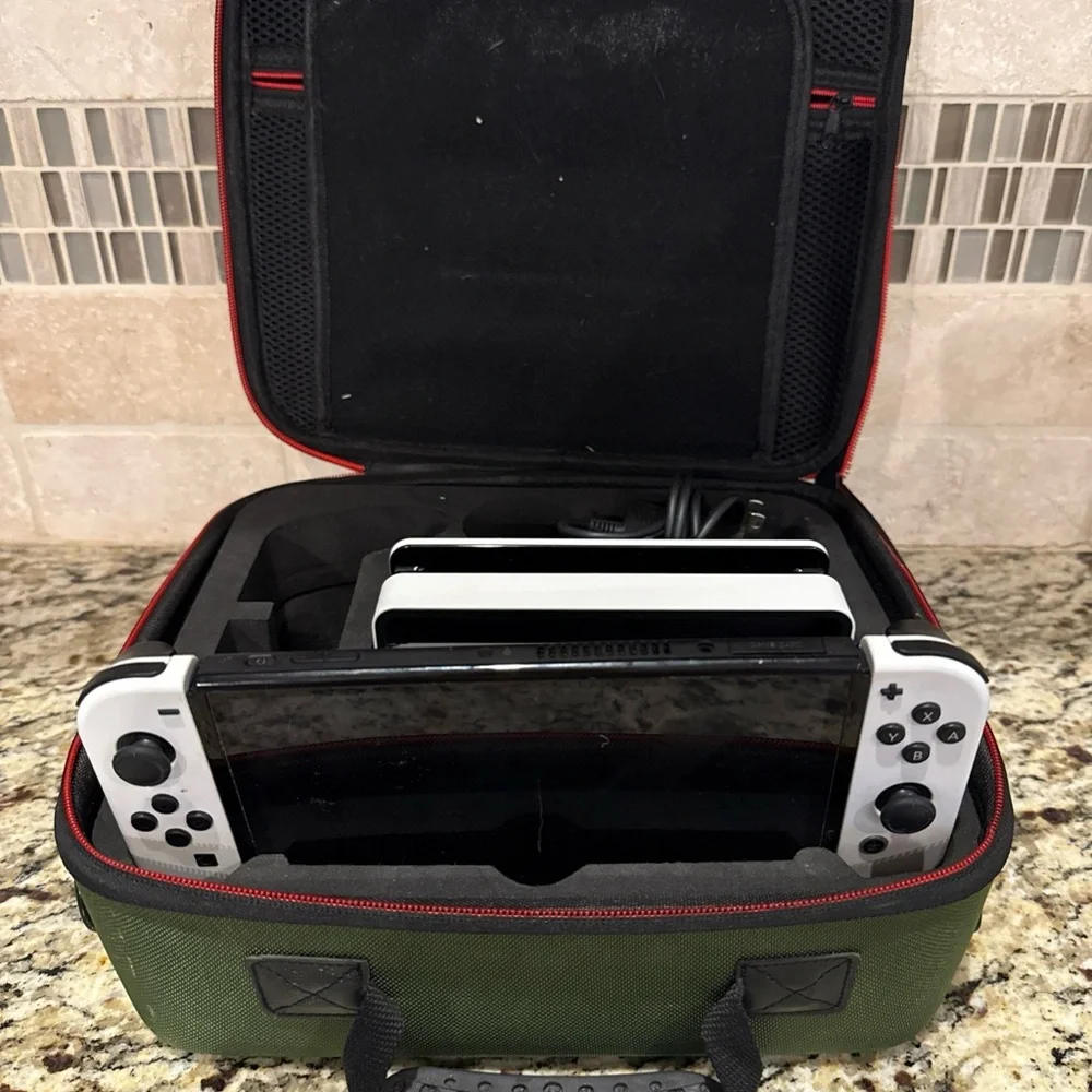 Handheld Gaming Console with White and Black Design